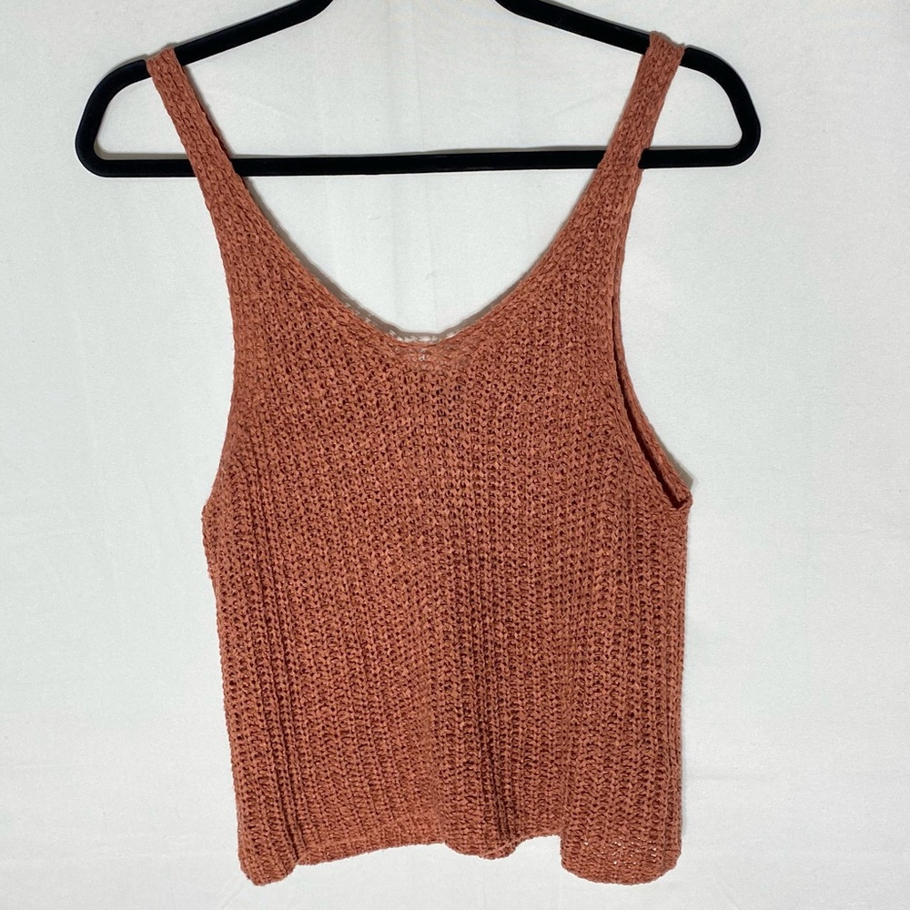 moon & madison Rust Scoop Neck Knit Tank Top L